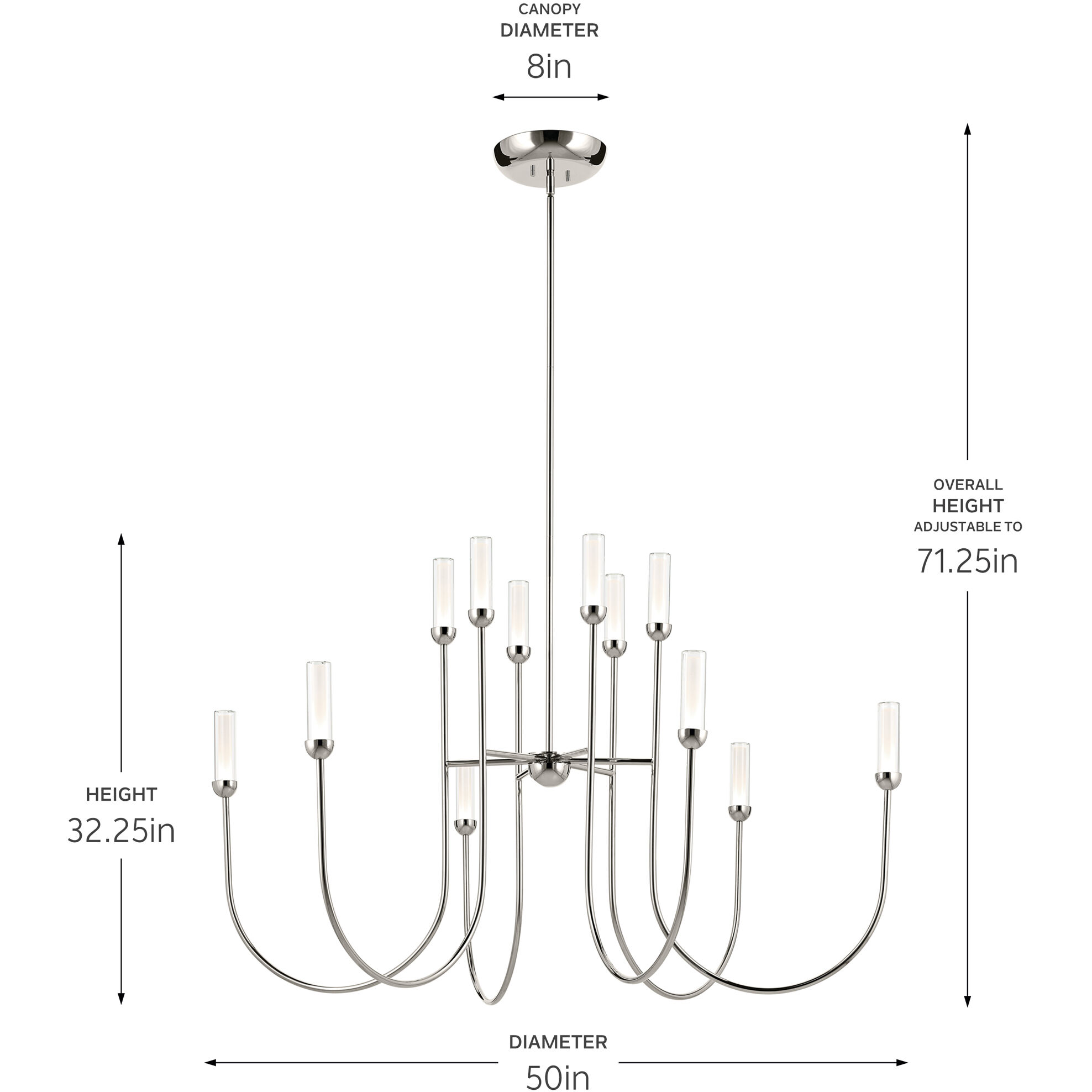 Moraine LED Polished Nickel Chandelier Ceiling Light