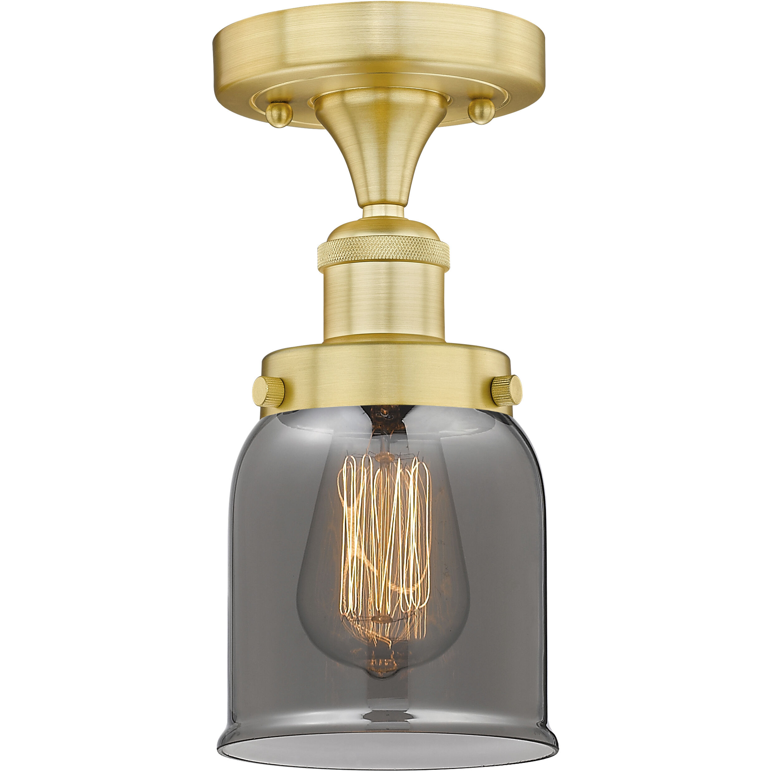 Bell 1 Light 5 inch Satin Gold Semi-Flush Mount Ceiling Light