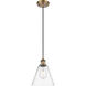Ballston Cone 1 Light 8 inch Brushed Brass Mini Pendant Ceiling Light in Clear Glass