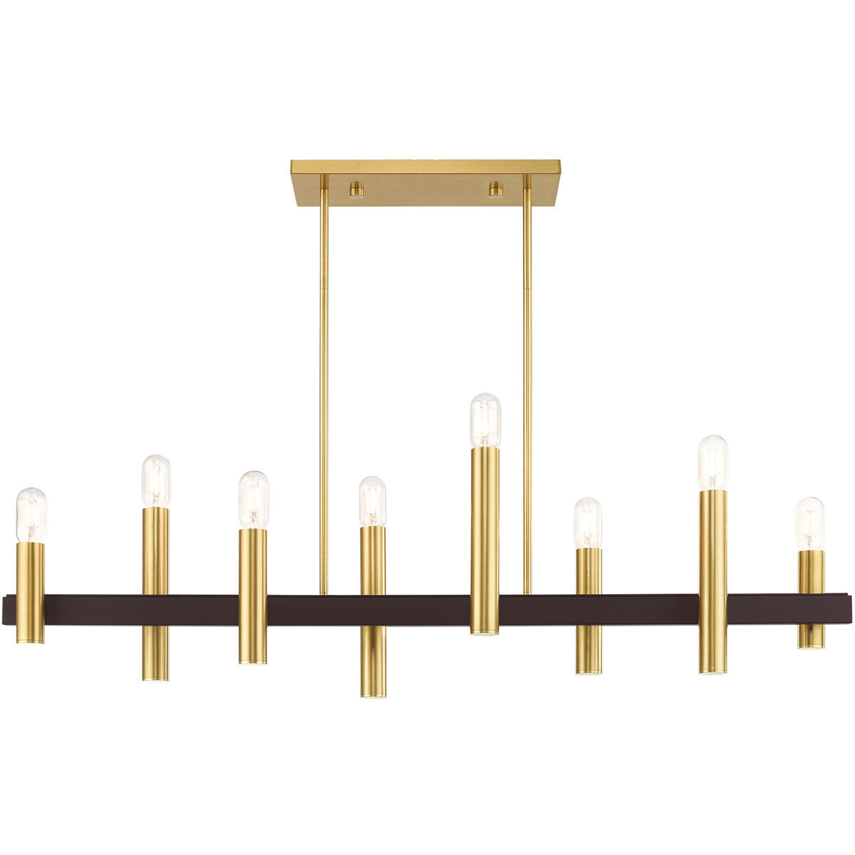 Helsinki 8 Light 10 inch Satin Brass with Bronze Accents Chandelier Ceiling Light