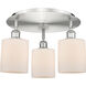 Cobbleskill 3 Light 16.75 inch Satin Nickel Flush Mount Ceiling Light in Matte White