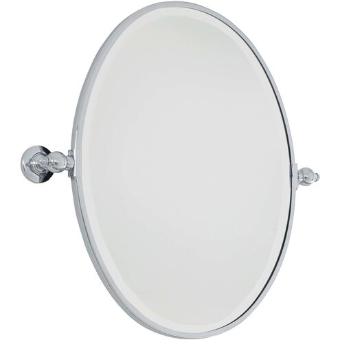 Pivot Mirrors 25 X 20 inch Chrome Mirror, Oval Beveled