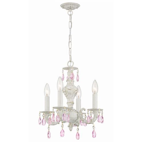 Paris Market 4 Light 13.5 inch Antique White Mini Chandelier Ceiling Light in Rose Colored Hand Cut