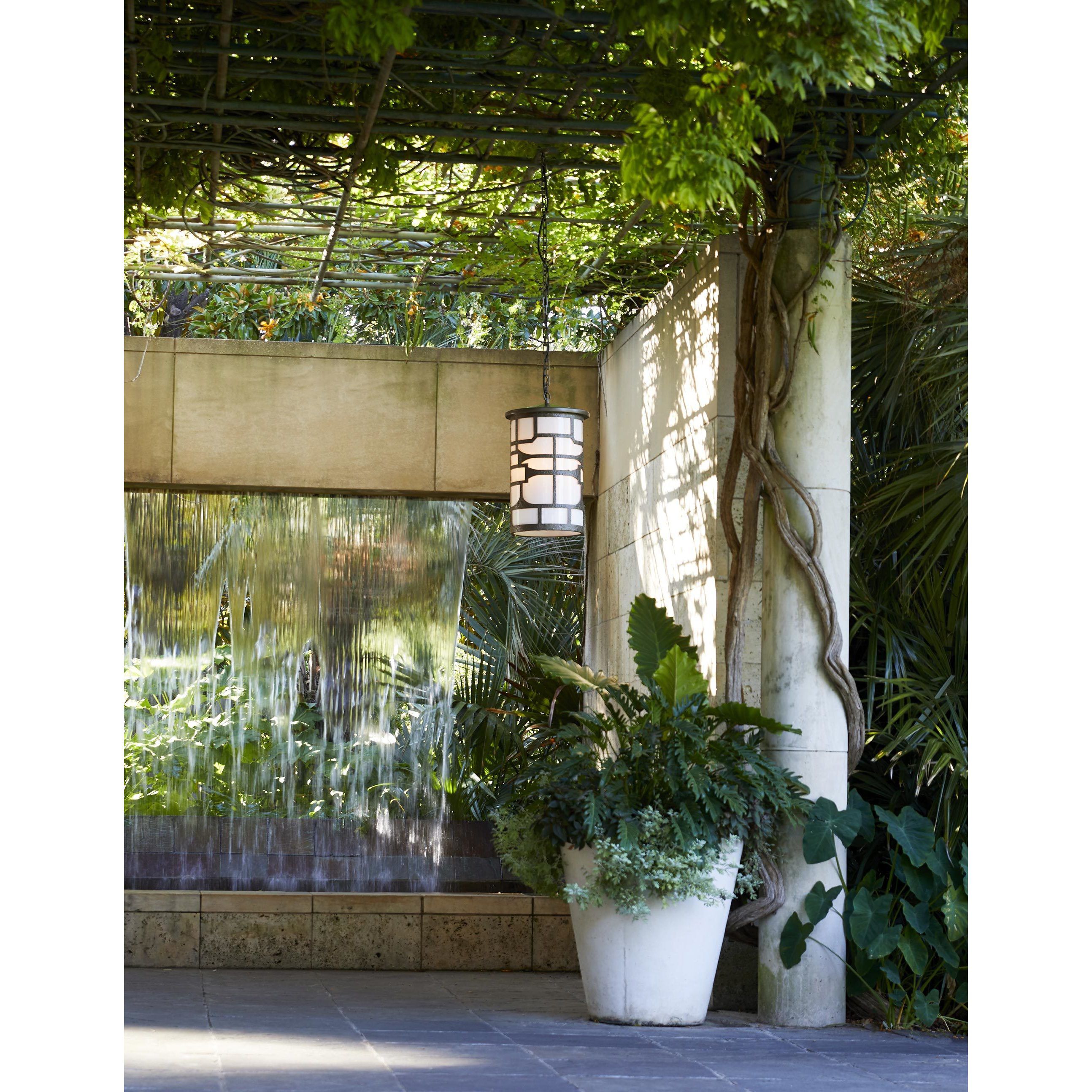 Shani 3 Light 13.5 inch Aged Brass Outdoor Pendant