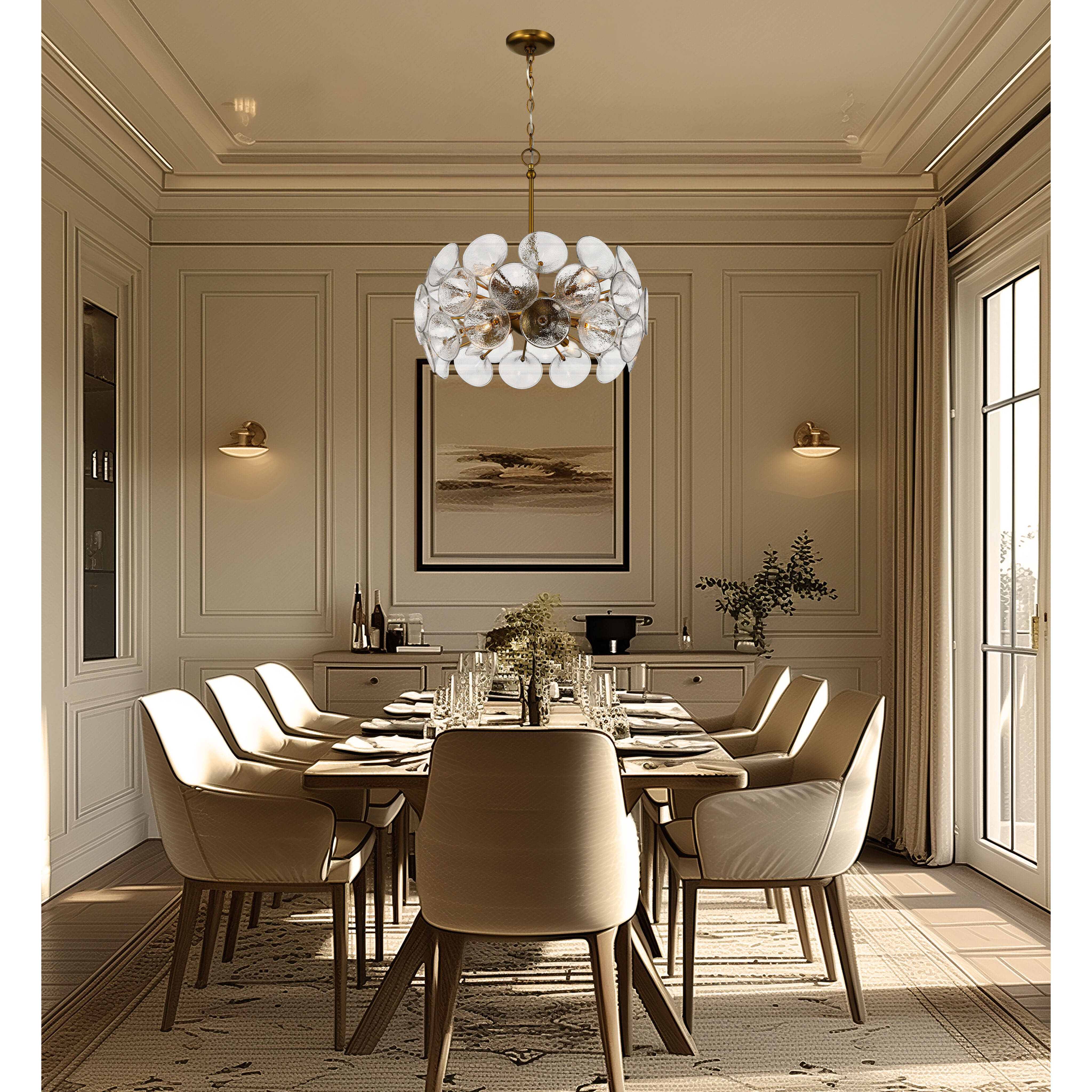 Winter 10 Light 30 inch Soft Brass Pendant Ceiling Light