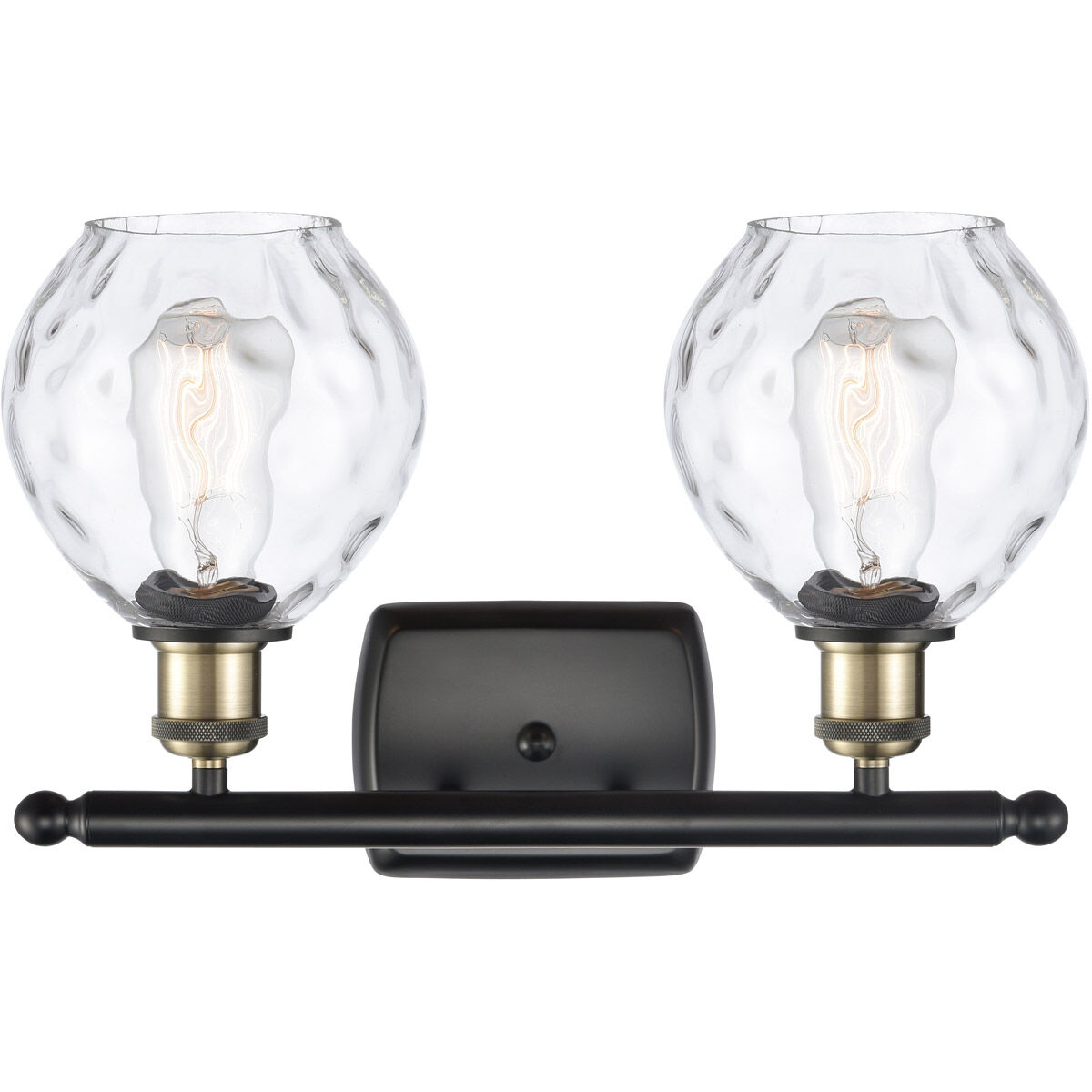 Ballston Small Waverly 2 Light 16 inch Black Antique Brass Bath Vanity Light Wall Light, Ballston