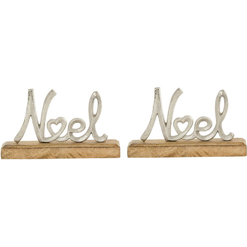 Season's Greetings Silver with Natural Holiday Table Decor, Noel