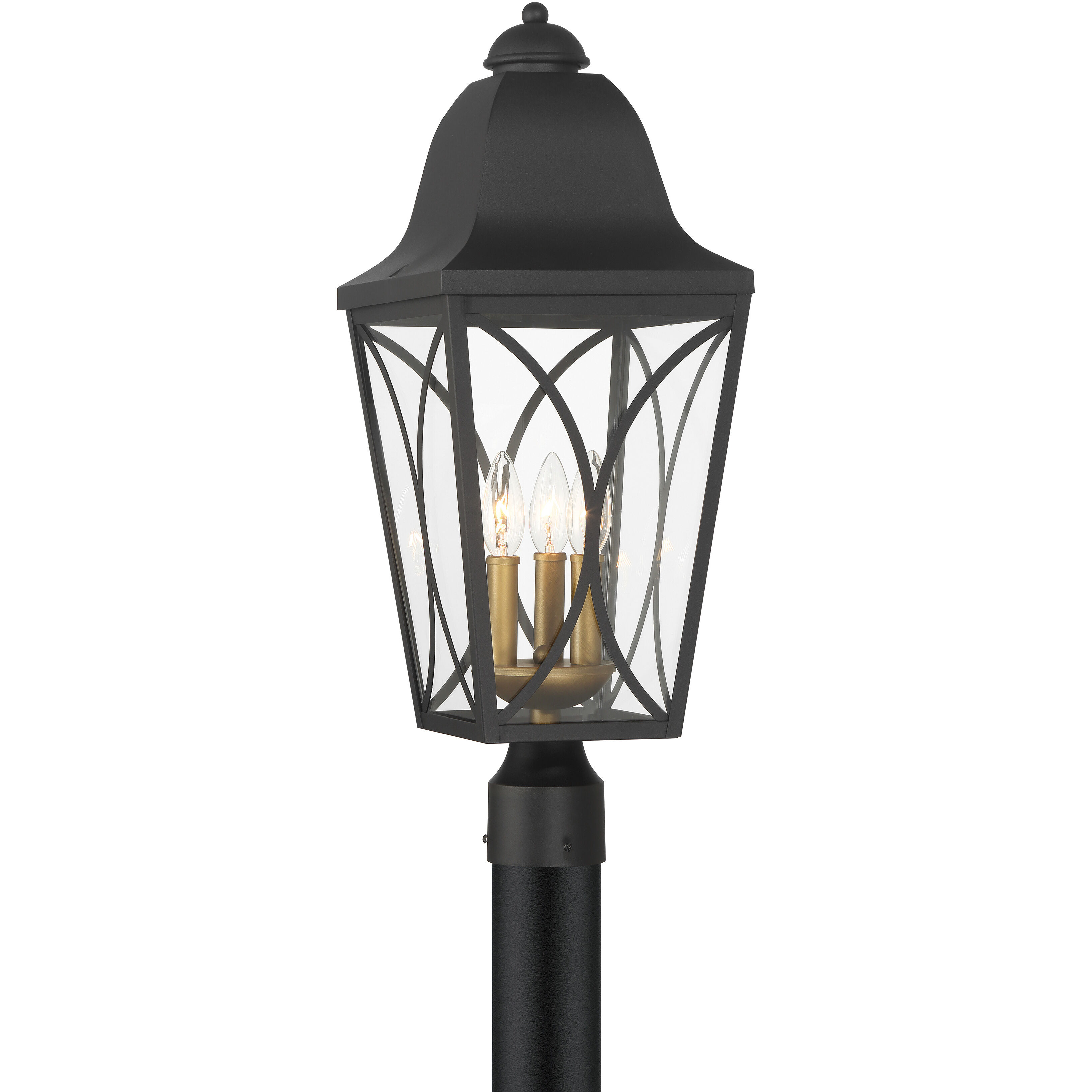 Cardigan 3 Light 23.75 inch Sand Coal and Olden Brass Outdoor Post Lantern, Great Outdoors