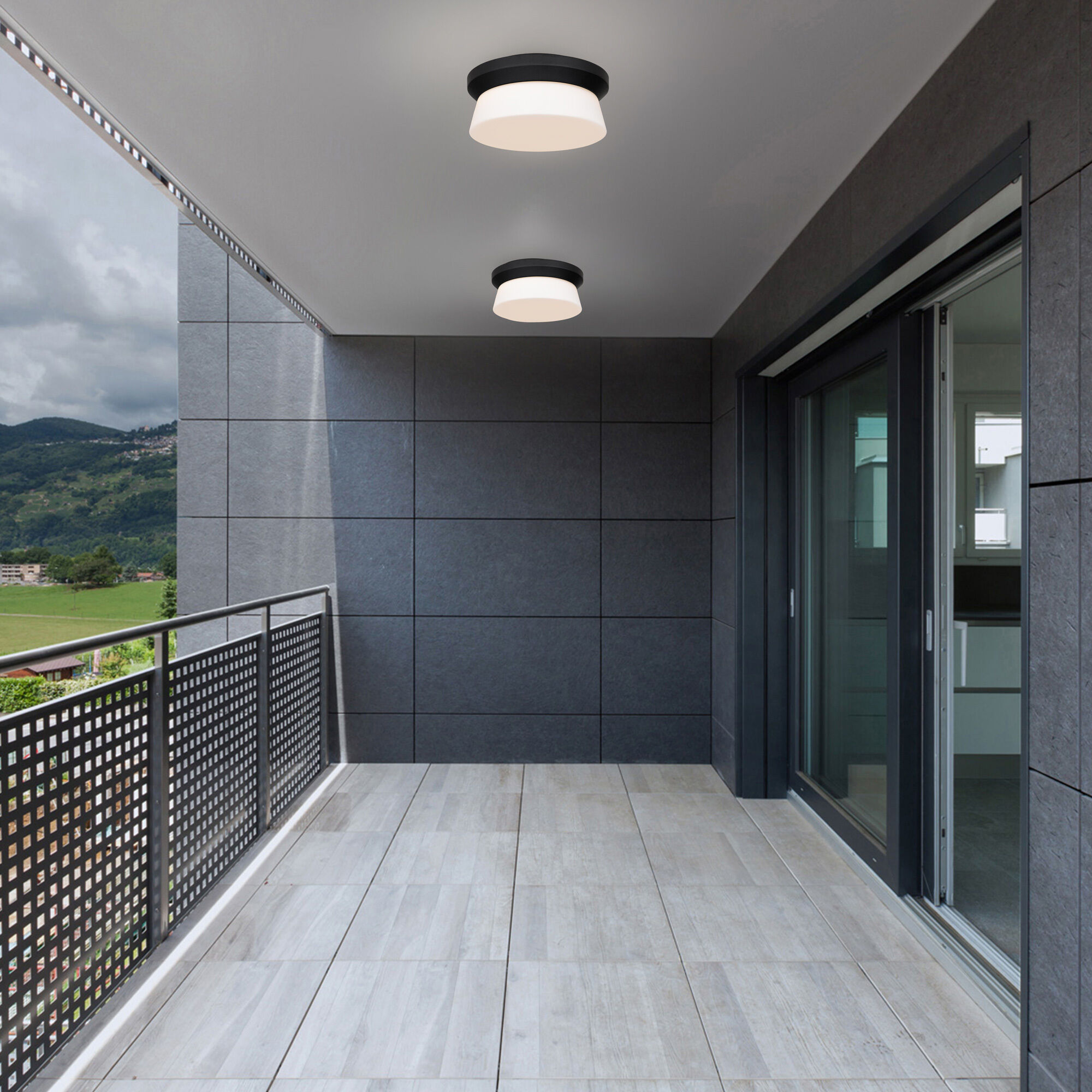 Skirt LED 11 inch Sand Black Outdoor Flush Mount