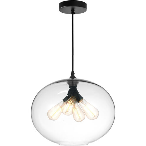 Glass 4 Light 16 inch Black Down Pendant Ceiling Light