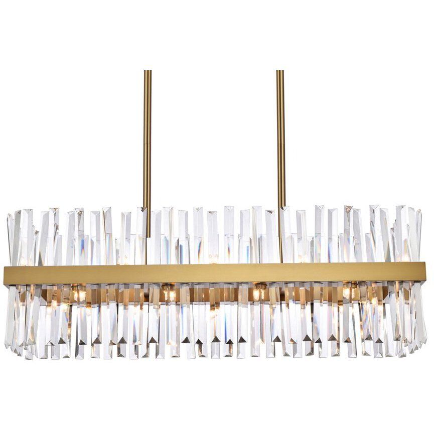 Serephina 20 Light 36 inch Satin Gold Linear Chandelier Ceiling Light