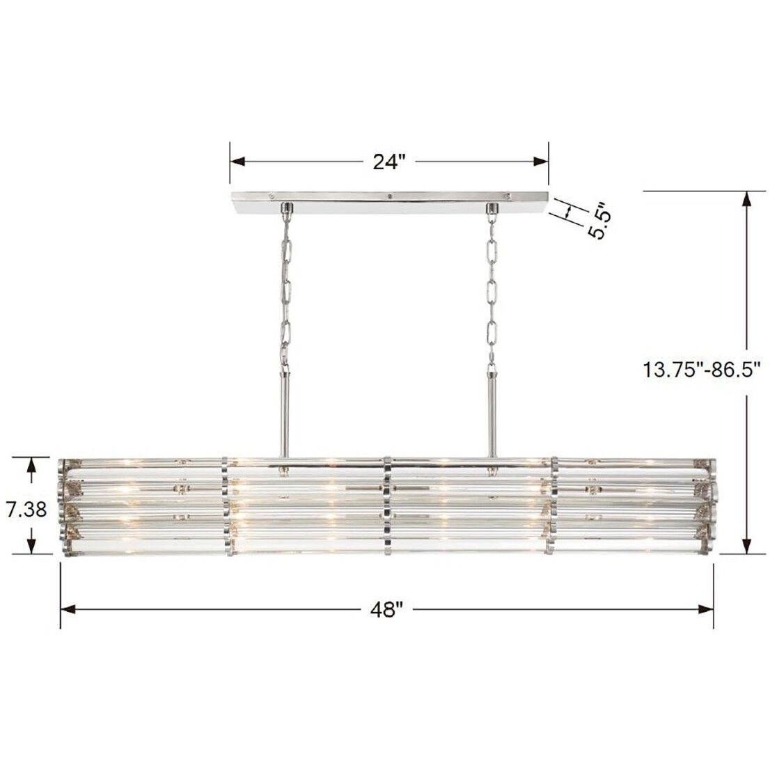 Elliot 6 Light 48 inch Polished Nickel Linear Chandelier Ceiling Light