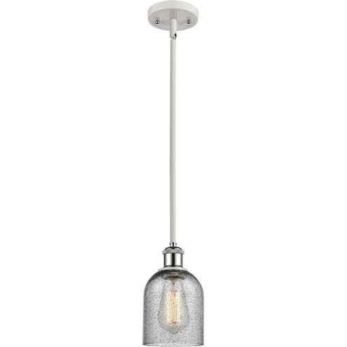 Ballston Caledonia 1 Light 5 inch White and Polished Chrome Pendant Ceiling Light in Charcoal Glass, Ballston