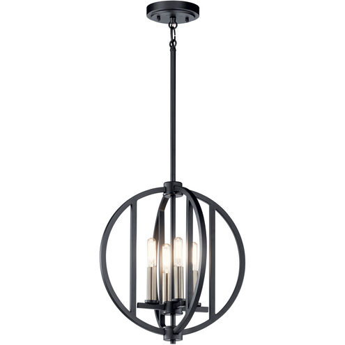 Samural 4 Light 14 inch Black Mini Chandelier Ceiling Light