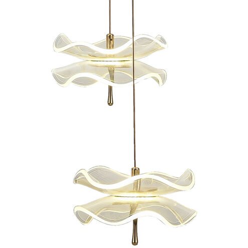 Butterfly LED 22 inch Black and Gold Multi Pendant Ceiling Light