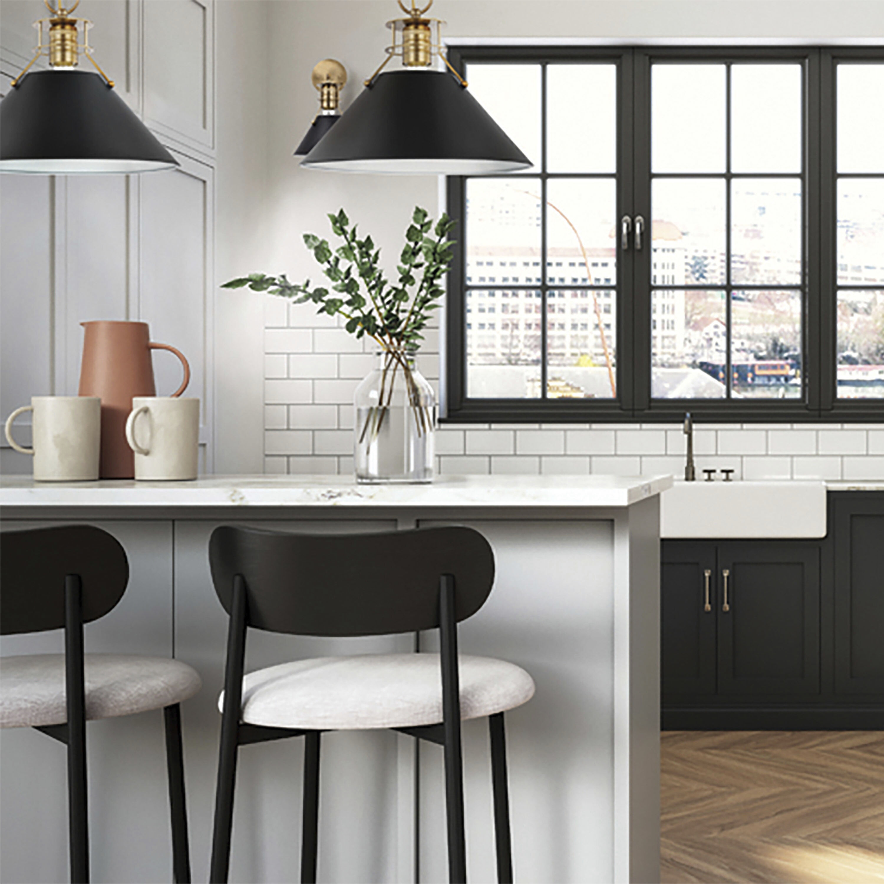 Outpost 1 Light 17 inch Matte Black/Burnished Brass Pendant Ceiling Light