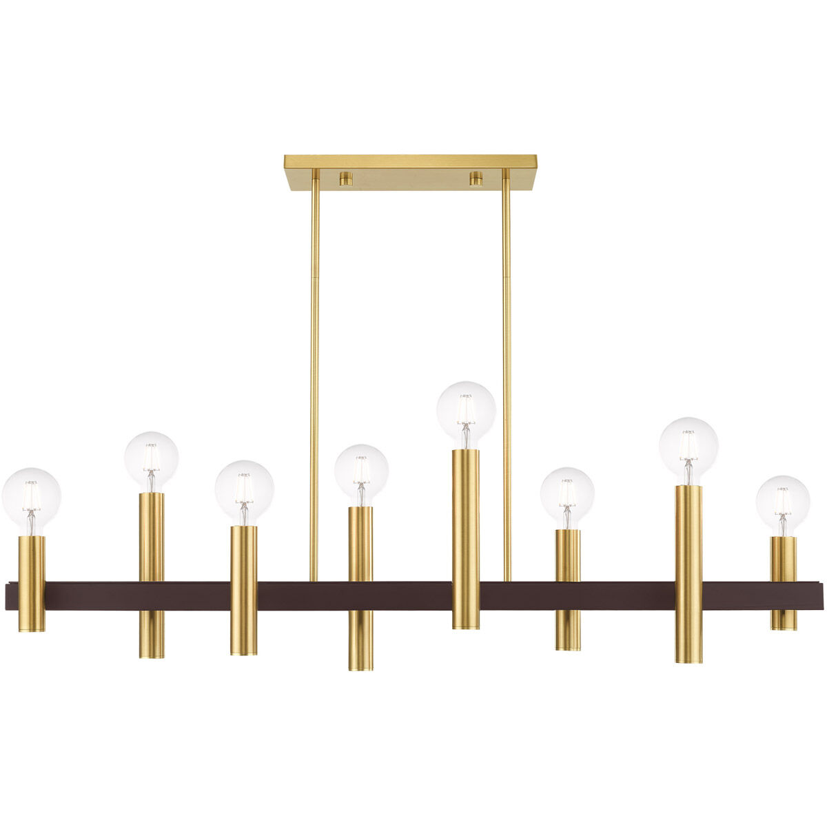 Helsinki 8 Light 10 inch Satin Brass with Bronze Accents Chandelier Ceiling Light