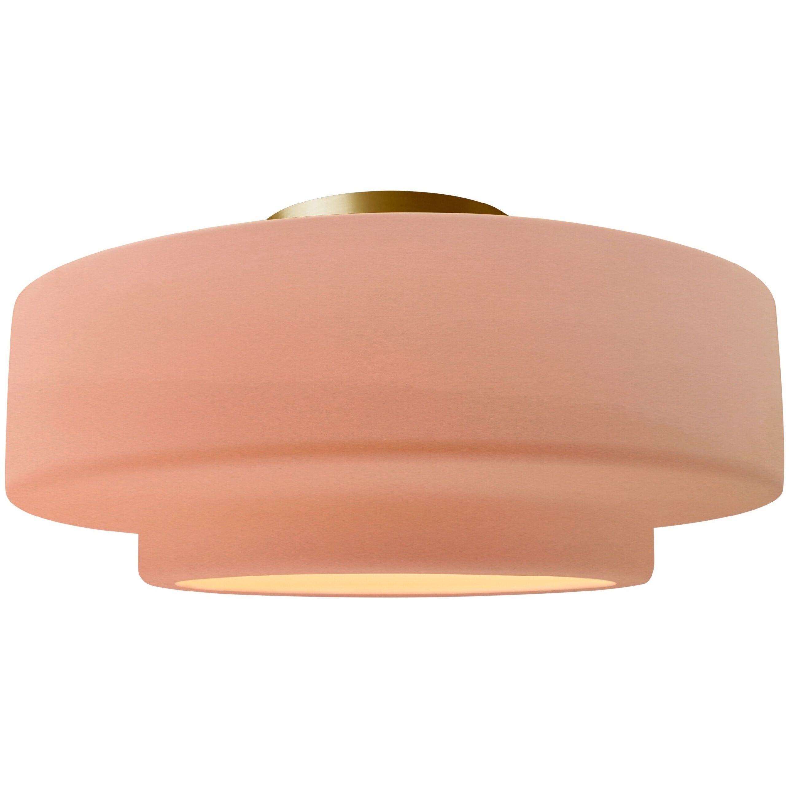 Radiance Collection - Tier 1 Light 14.5 inch Gloss Blush and Brushed Brass Semi-Flush Ceiling Light in Replaceable Bulb, 14.5W x 7.25H, Form+Finish+Function