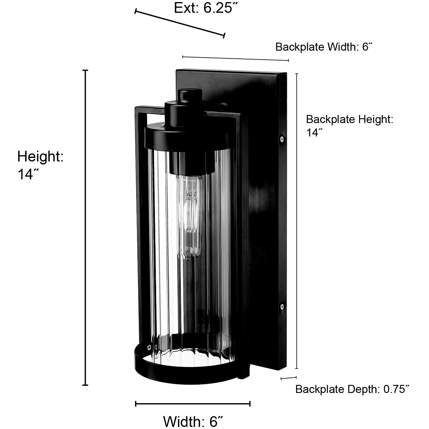 Braselton 1 Light 14 inch Powder Coated Black Outdoor Wall Sconce