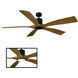 Aviator 70 inch Matte Black and Distressed Koa with Distressed Koa Blades Downrod Ceiling Fan in Matte Black Distressed Koa, Smart Ceiling Fan