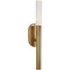 Kelly Wearstler Rousseau LED 3 inch Antique-Burnished Brass Bath Sconce Wall Light in Seeded Glass, Small