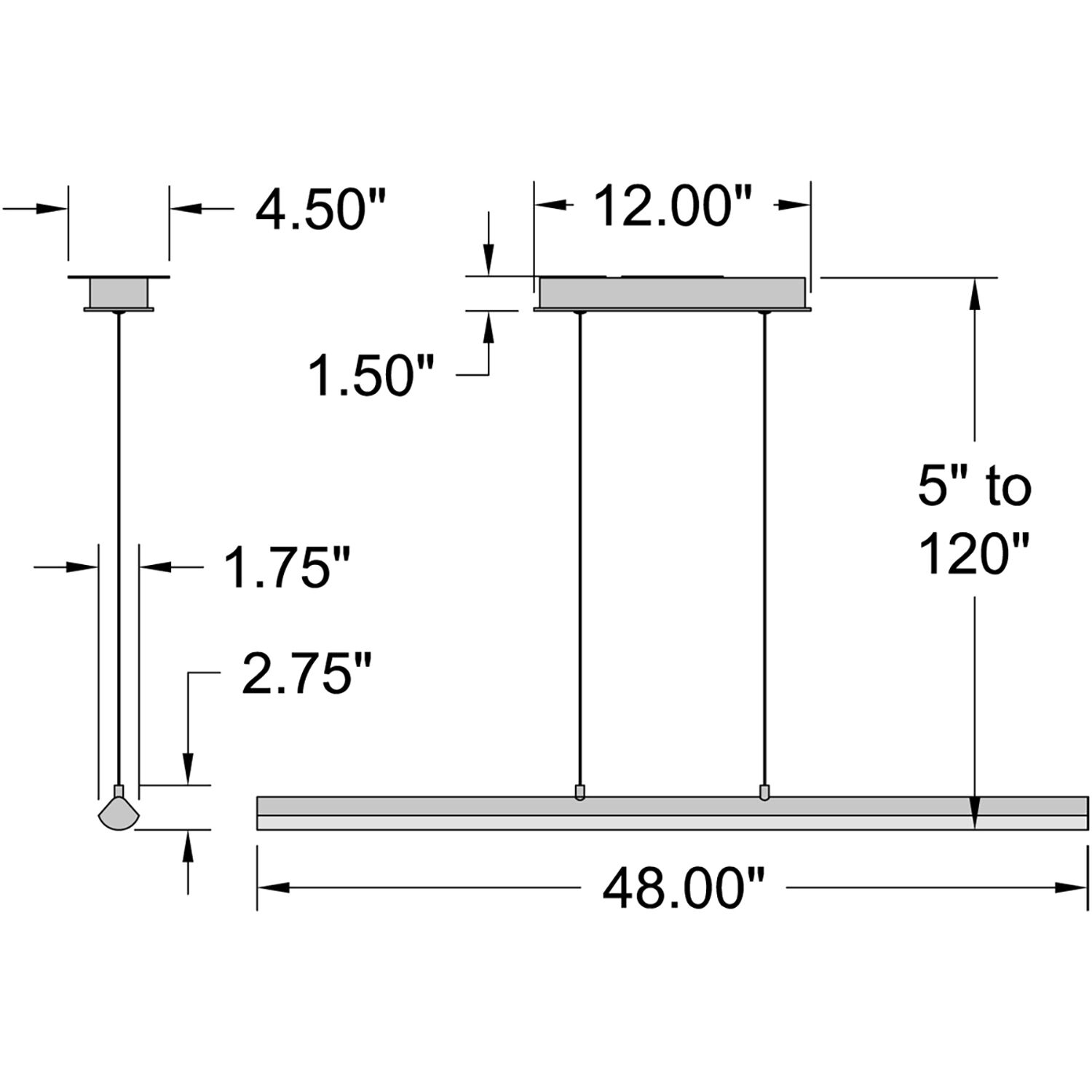 Float LED 48 inch Silver Pendant Ceiling Light