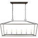Chapman & Myers Darlana 6 Light 54 inch Aged Iron Linear Lantern Pendant Ceiling Light, Large