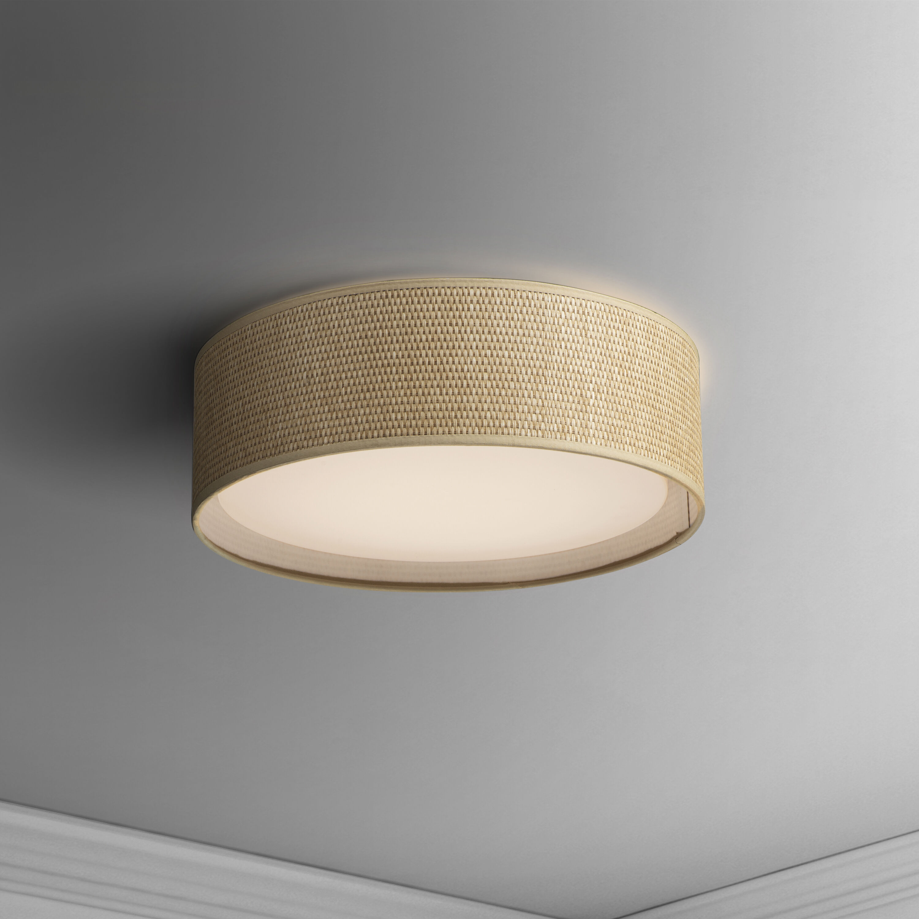 Prime LED 16 inch Flush Mount Ceiling Light in Grass Cloth