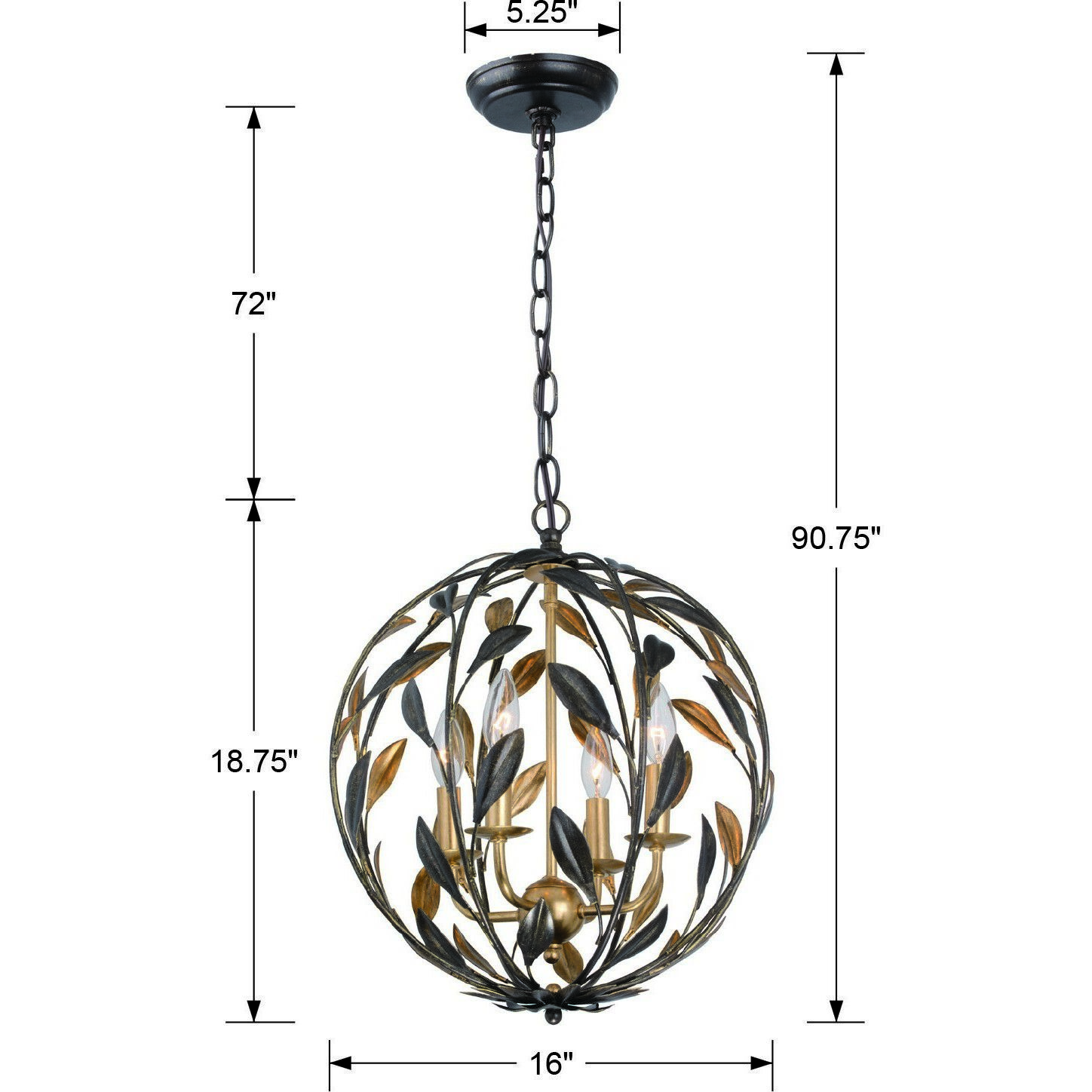 Broche 4 Light 16 inch English Bronze and Antique Gold Mini Chandelier Ceiling Light