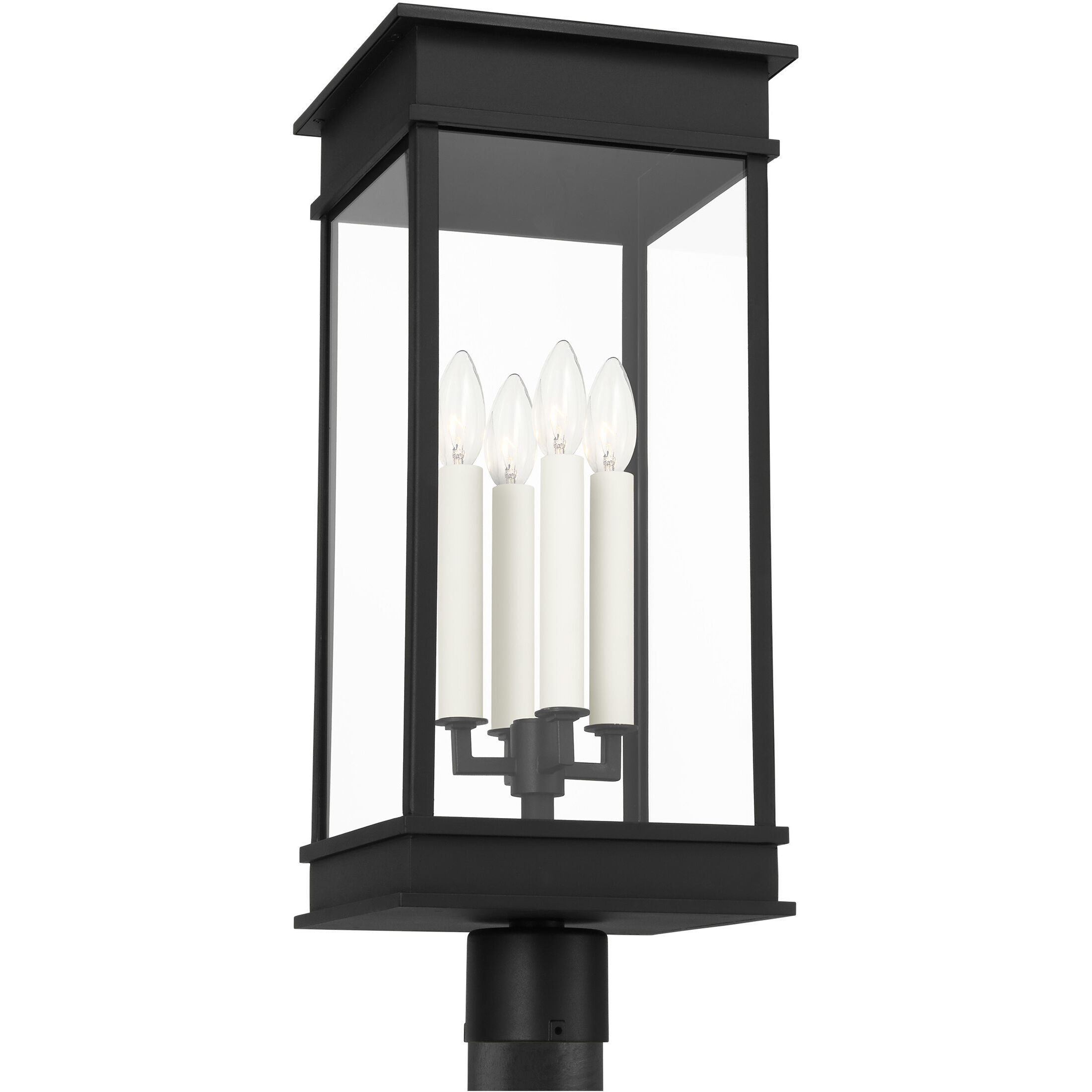 C&M by Chapman & Myers Cupertino 4 Light 22.5 inch Textured Black Outdoor Post Lantern