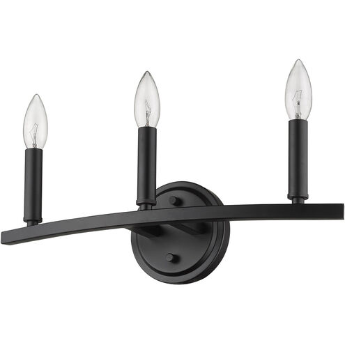 Sawyer 3 Light 18 inch Matte Black Vanity Light Wall Light
