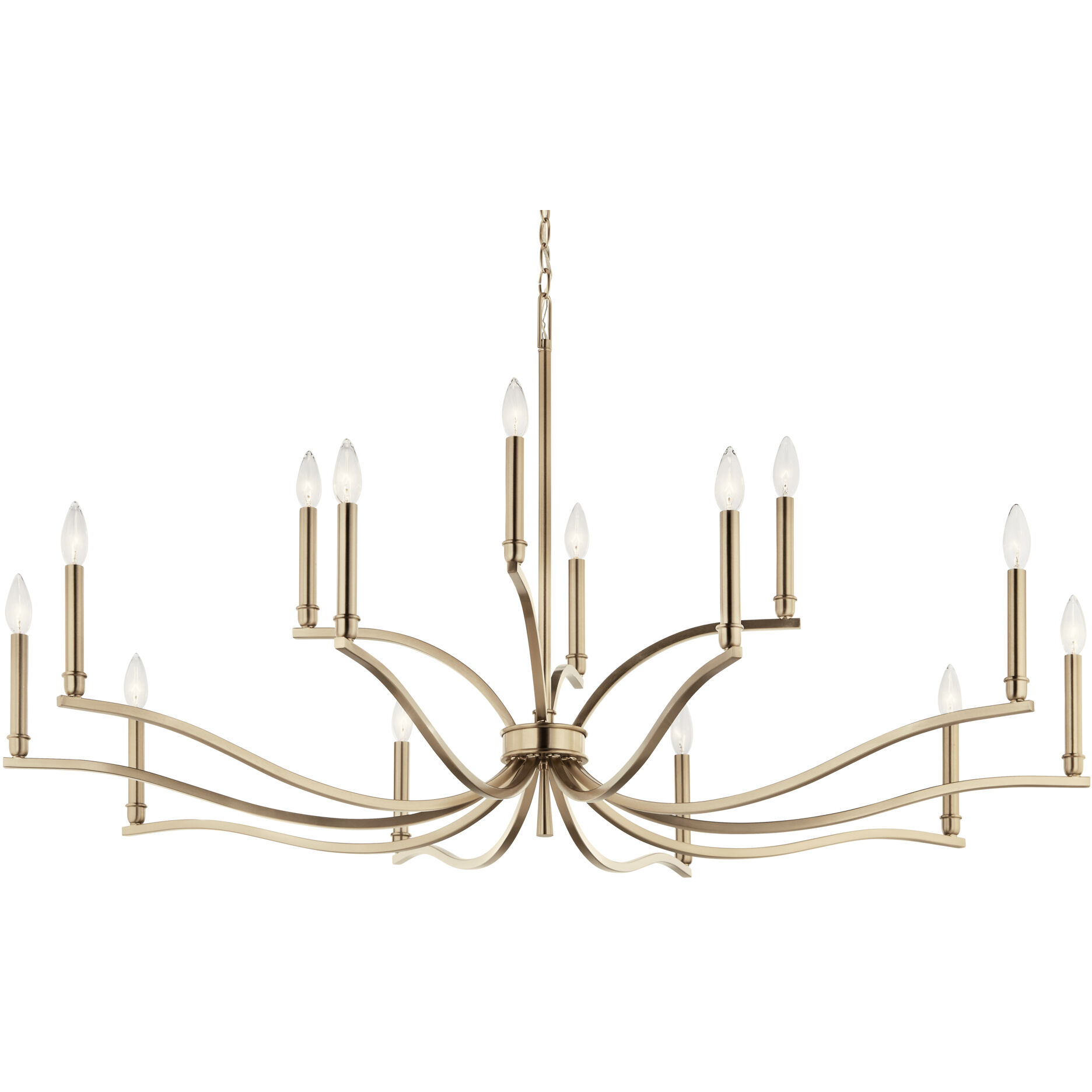 Malene 14 Light Champagne Bronze Chandelier Ceiling Light, 2 Tier Large