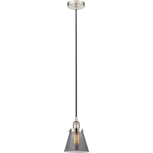 Edison Cone 1 Light 6 inch Polished Nickel Mini Pendant Ceiling Light