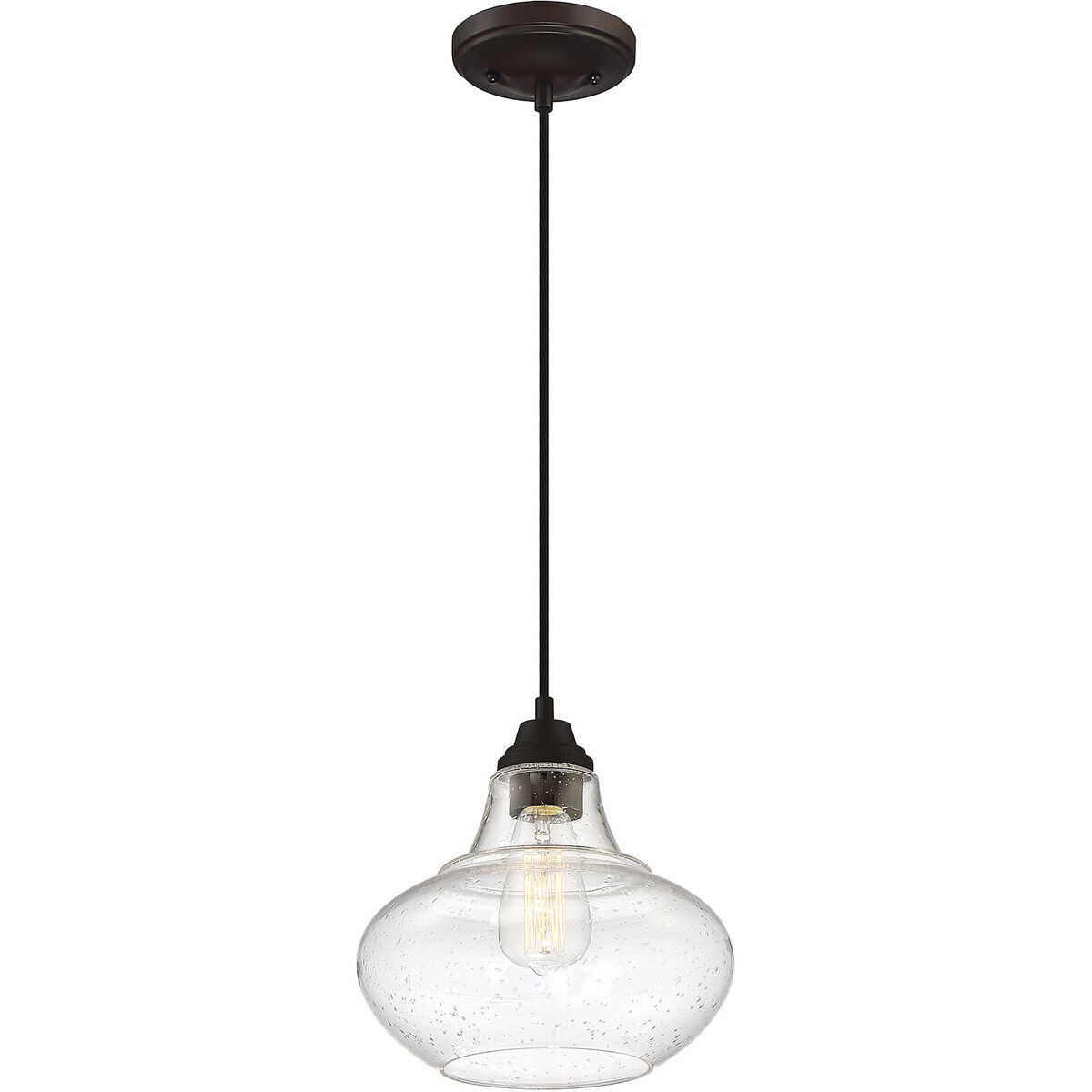 Industrial 1 Light 10 inch Oil Rubbed Bronze Mini-Pendant Ceiling Light