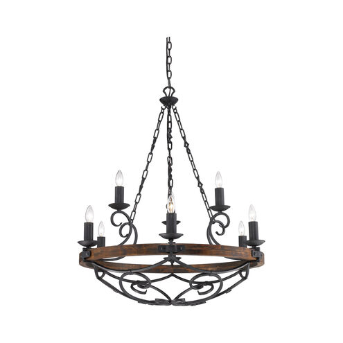 Madera 9 Light 35 inch Black Iron Chandelier Ceiling Light, Large