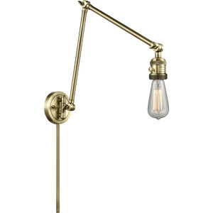 Bare Bulb 30 inch 60.00 watt Antique Brass Swing Arm Wall Light, Franklin Restoration