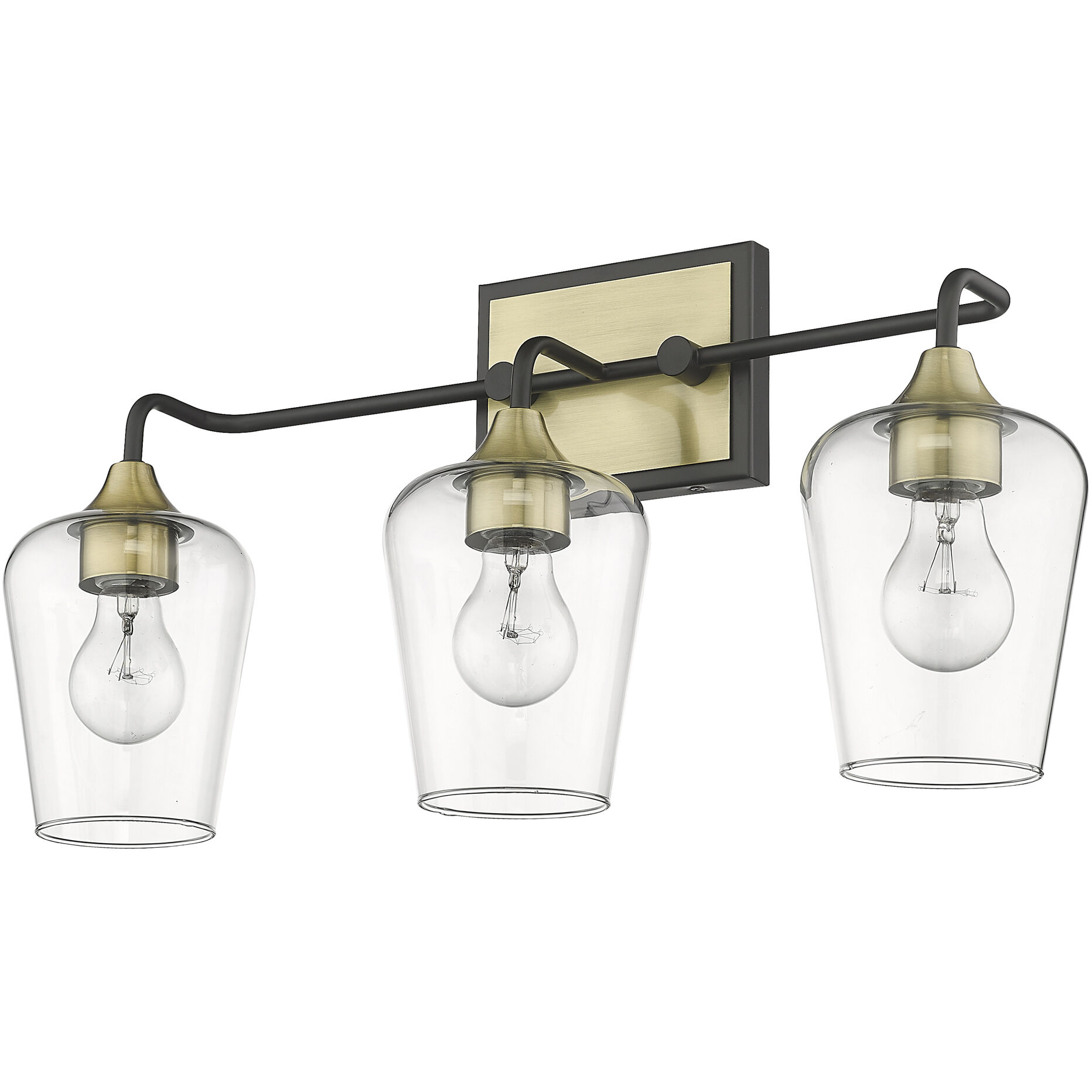 Gladys 3 Light 23 inch Matte Black and Antique Brass Vanity Light Wall Light