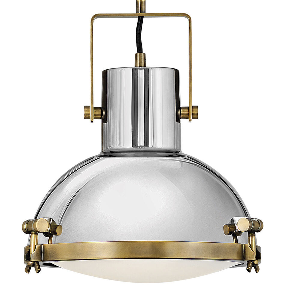 Nautique 1 Light 13 inch Heritage Brass with Polished Nickel Indoor Pendant Ceiling Light in White, Heritage Brass / Polished Nickel
