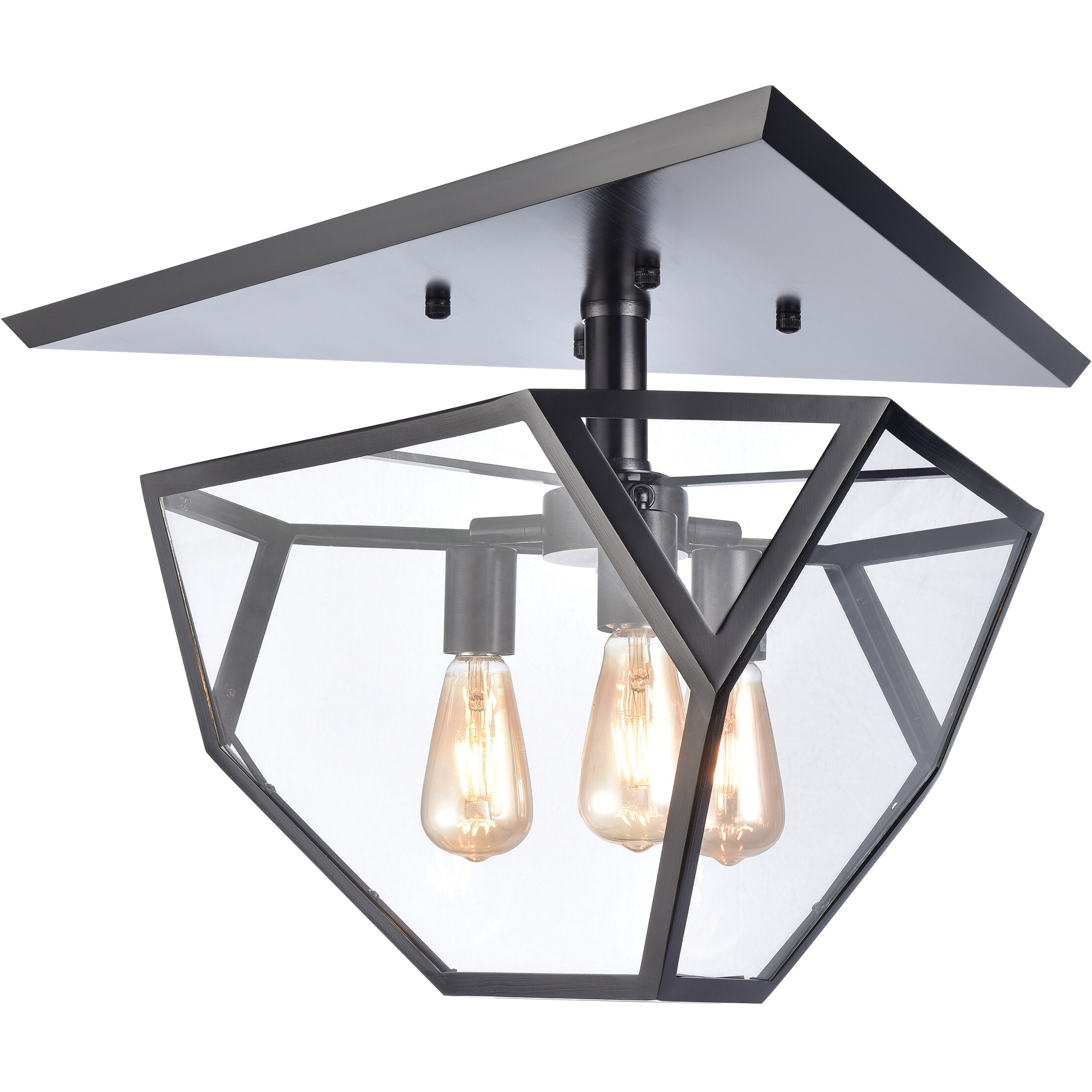 Moonbow 3 Light 20.75 inch Satin Brushed Black Semi Flush Ceiling Light