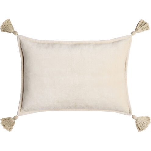 Cotton Velvet 19 inch Light Beige Pillow Kit, Lumbar