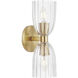 Transitional 2 Light 5 inch Natural Brass Wall Sconce Wall Light