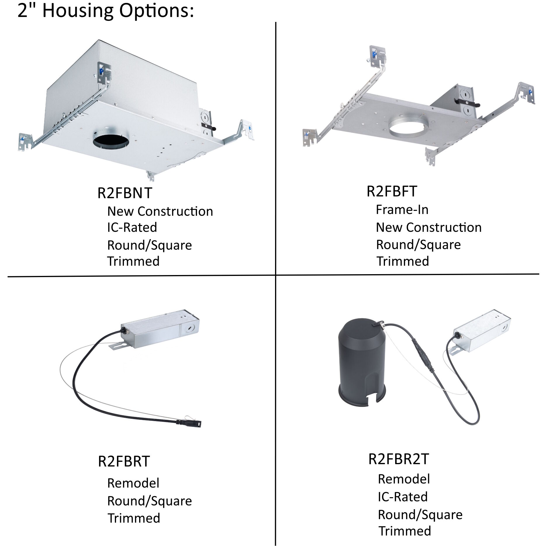 FQ Integrated LED White Recessed Trim in 2700K, 2" LED