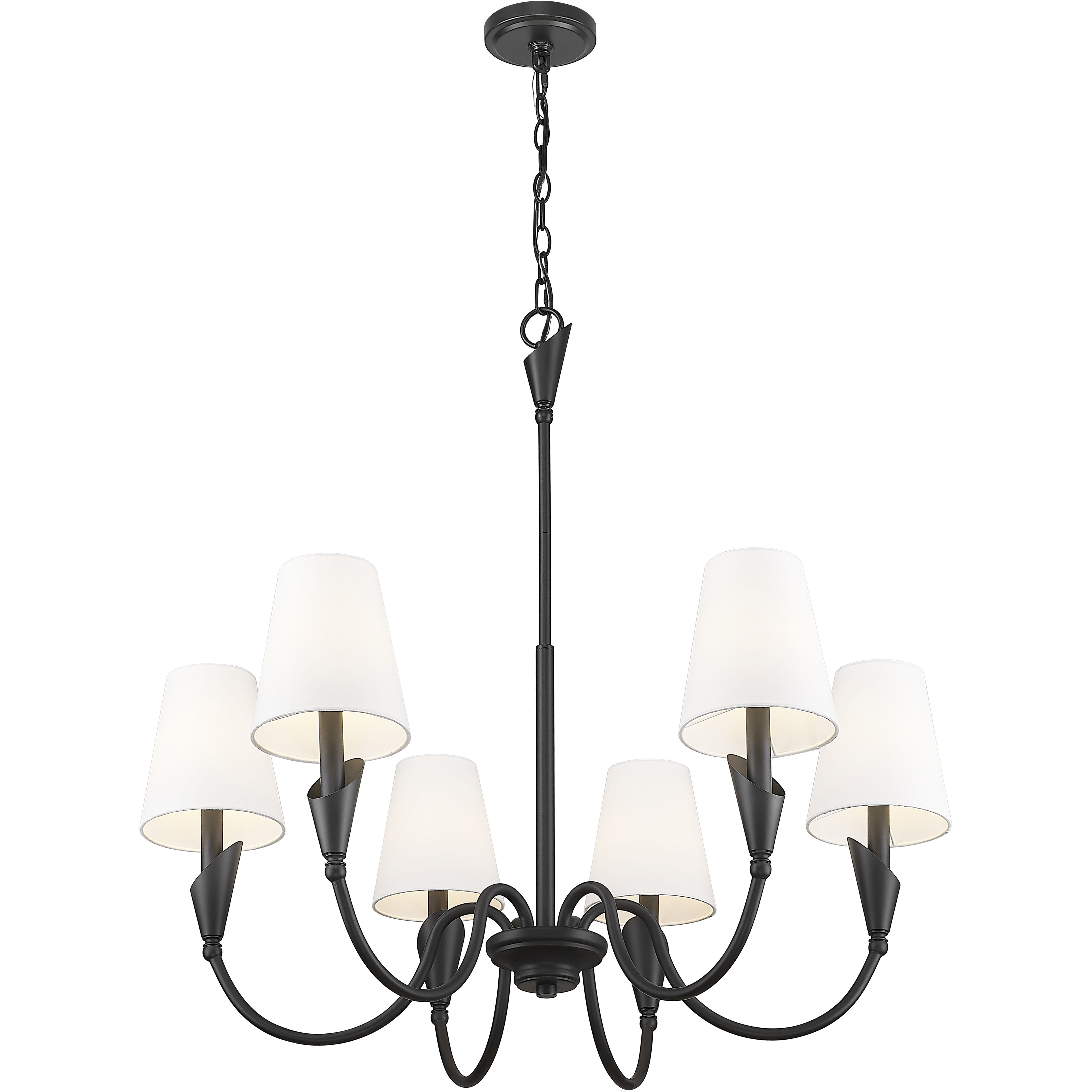Claudelle 6 Light 32 inch Matte Black Chandelier Ceiling Light
