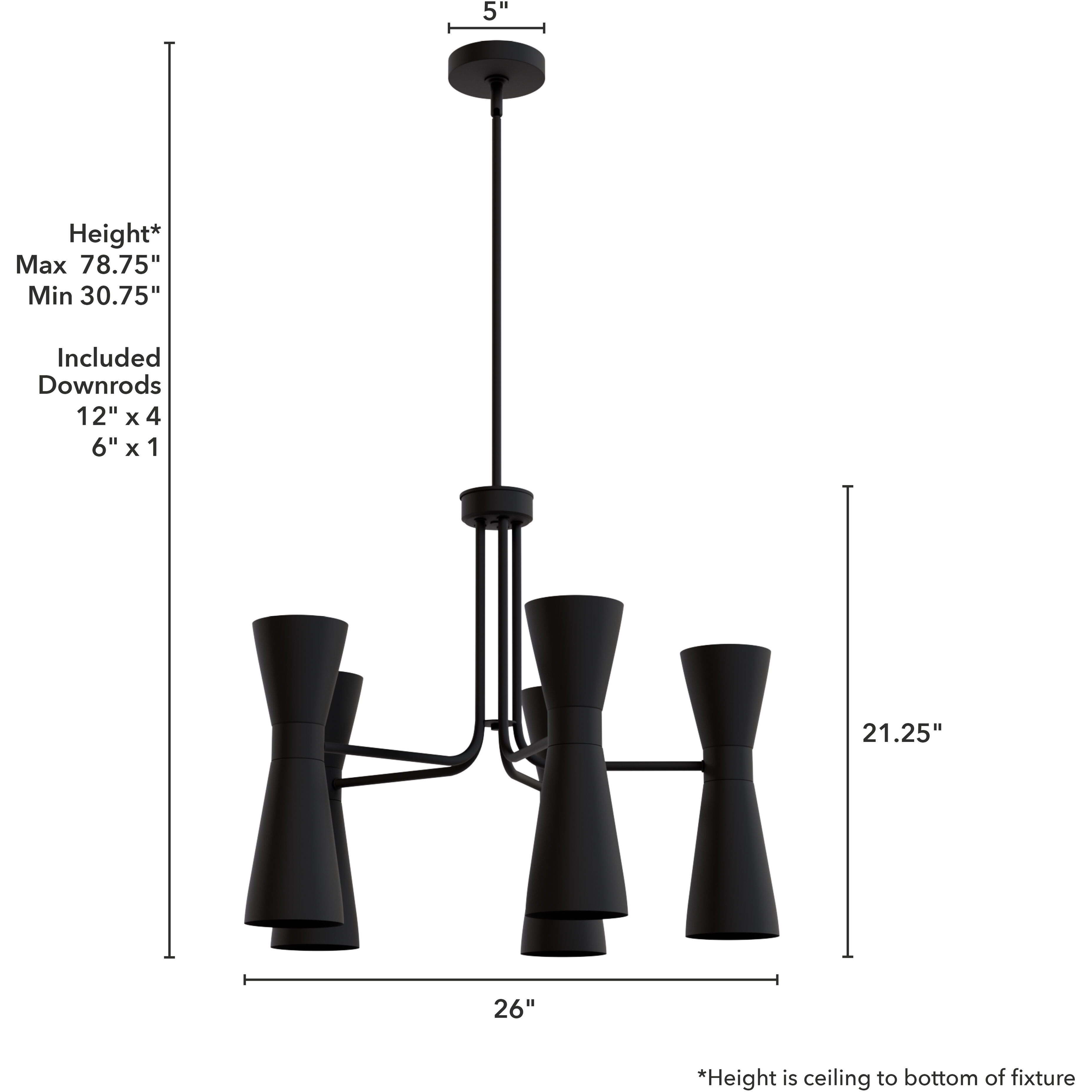 Zola 10 Light 26 inch Flat Matte Black Chandelier Ceiling Light, Medium