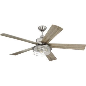 Garrick 56 inch Brushed Polished Nickel with Driftwood Blades Indoor/Outdoor Ceiling Fan