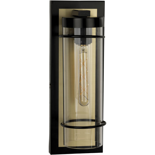 Colantro 1 Light 15.75 inch Matte Black and Brushed Gold Outdoor Wall Sconce