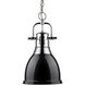 Yep Duncan Pendant Ceiling Light in Chrome, Black, Small