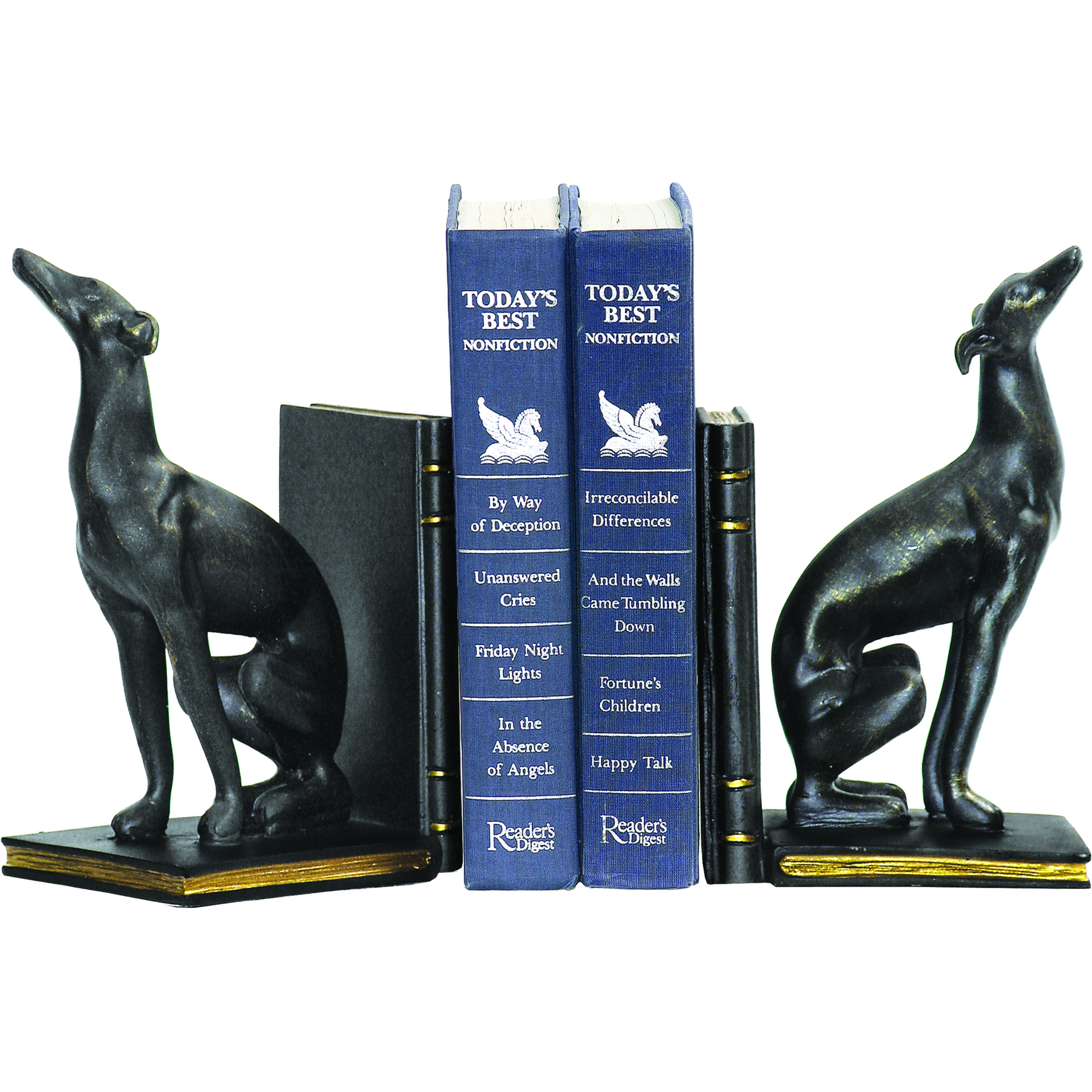 Greyhound 9.25 X 4 inch Black Bookends, Set of 2
