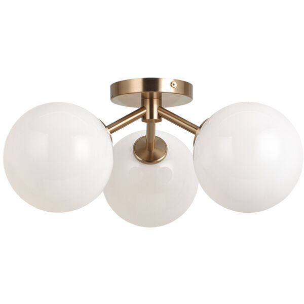 Matteo Lighting Novo 3 Light 17 inch Aged Gold Brass Flush Mount Ceiling Light in Aged Gold Brass and Opal Glass X81703AGOP - Open Box