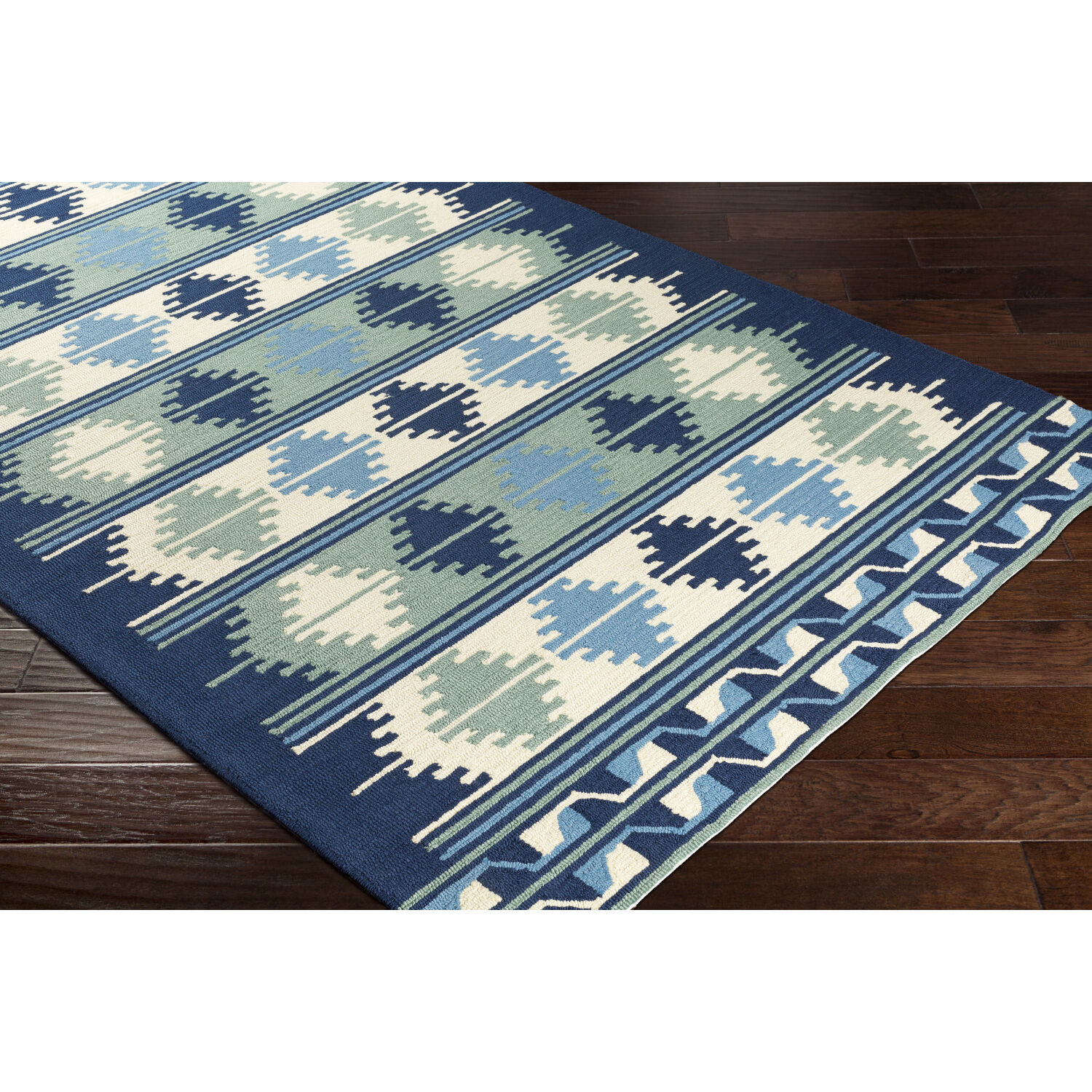 Rain 96 X 96 inch Navy/Blue/Seafoam/Cream Handmade Rug, Round